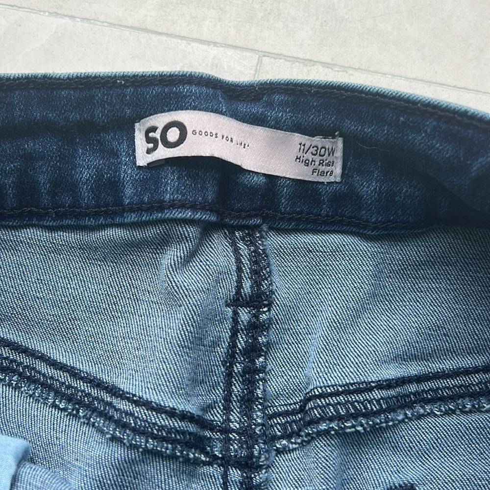 SO Dark Blue High Rise Flare Women's Jeans - Picture 3 of 4